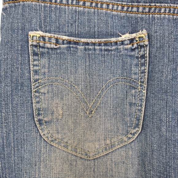 Vintage Levis Light Blue Wash Flare Denim Skirt Pockets Denim Maxi Skirt 11 - Picture 7 of 9